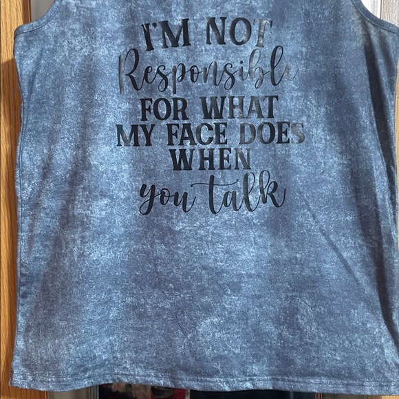 Women's Blue Graphic Tank Top - I'm Not Responsible For What My Face Does When.. - Picture 4 of 9